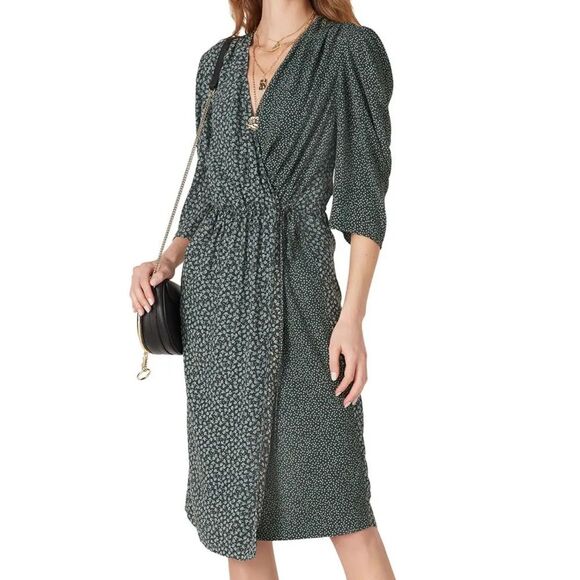 See By Chloe Dress Green Floral Wrap Size 38 US Size 6 - Picture 1 of 6